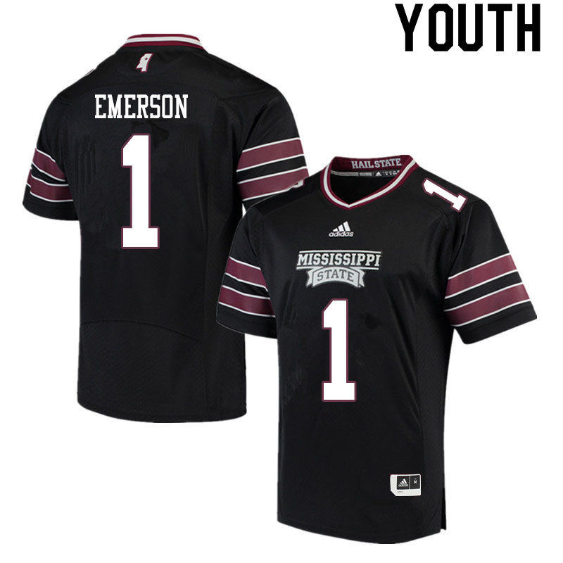 Youth #1 Martin Emerson Mississippi State Bulldogs College Football Jerseys Sale-Black